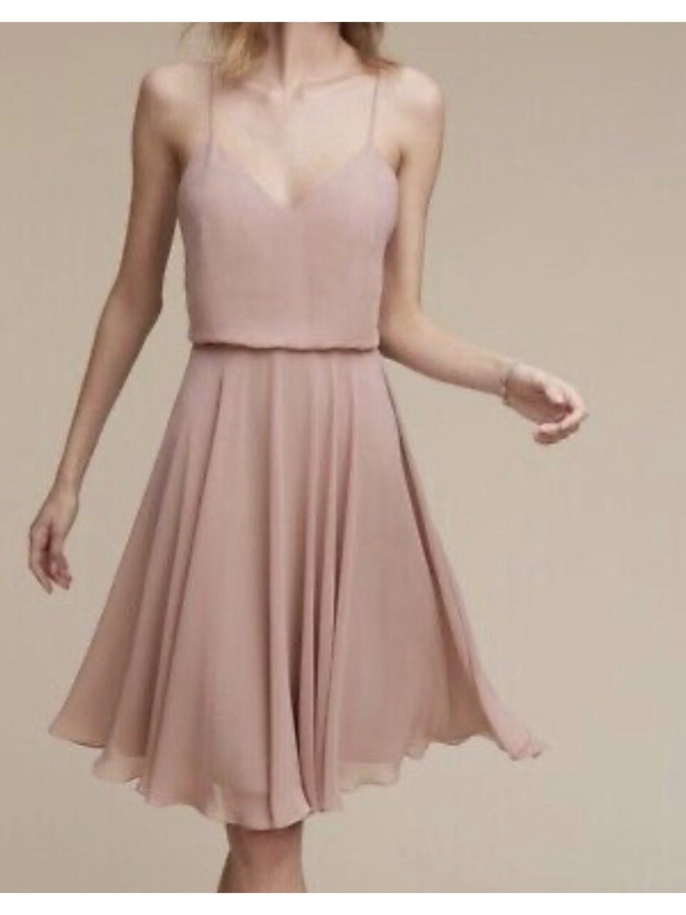 Sleeveless V-Neck Chiffon Midi Dress in Dusty Rose